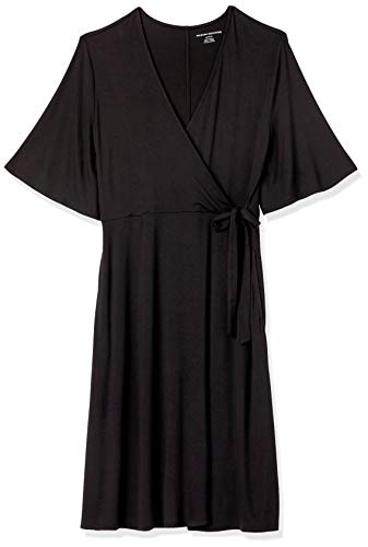 Amazon Essentials Kimono Vestido Envolvente de Manga Dresses, Negro, 50-52