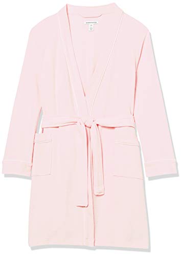 Amazon Essentials Lightweight Waffle Mid-Length Robe Bathrobes, Rosa Claro, S