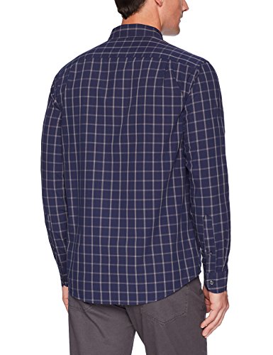 Amazon Essentials Long-Sleeve Plaid Shirt Camisa, Azul (Navy Windowpane), XX-Large