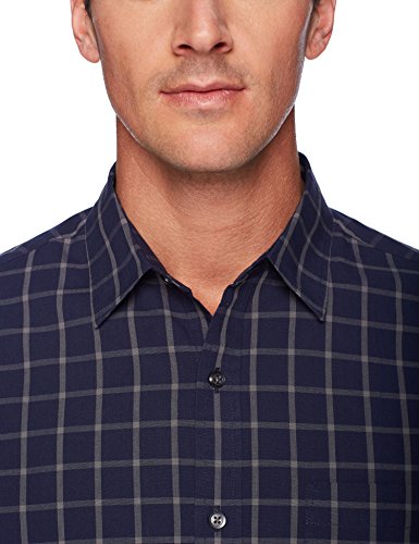Amazon Essentials Long-Sleeve Plaid Shirt Camisa, Azul (Navy Windowpane), XX-Large