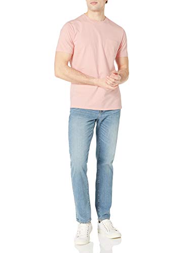 Amazon Essentials Pack de 2 Camisetas Ajustadas con Bolsillo y Cuello Redondo Fashion-t-Shirts, Rosa Claro/Blanco, L