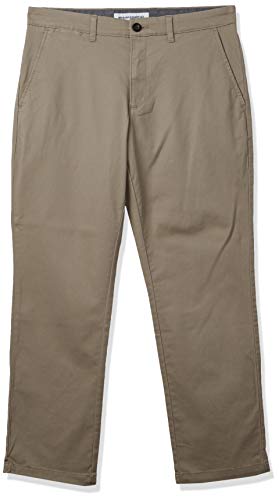 Amazon Essentials - Pantalones elásticos informales con corte recto para hombre, Beige (Khaki), 30W x 32L