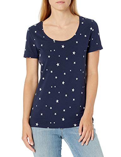 Amazon Essentials Paquete de 2 Camisetas de Manga Corta con Cuello Redondo. Fashion-t-Shirts, Navy Star/Red, M, Pack de 2