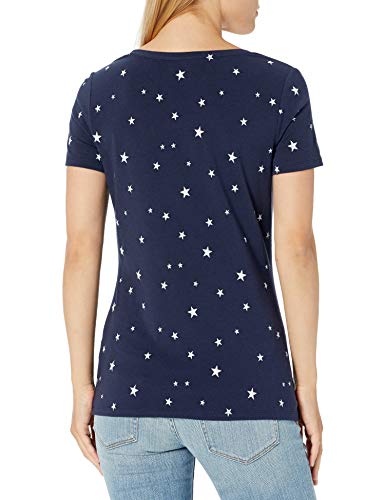 Amazon Essentials Paquete de 2 Camisetas de Manga Corta con Cuello Redondo. Fashion-t-Shirts, Navy Star/Red, M, Pack de 2