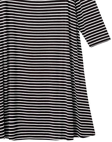 Amazon Essentials Plus Size 3/4 Sleeve Boatneck Dress, Rayas Delgadas Negras, XXL Grande