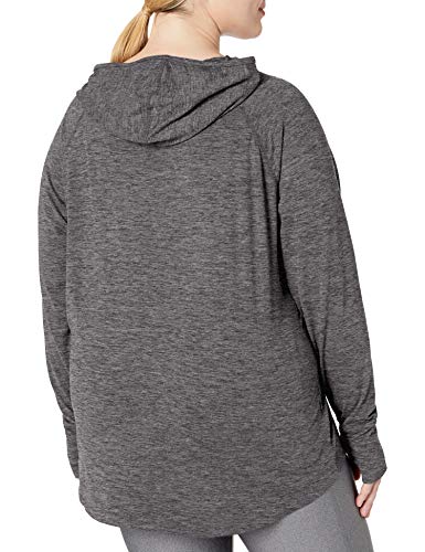 Amazon Essentials Plus Size Brushed Tech Stretch Popover Hood Fashion-Hoodies, Dark Grey Space Dye, 3X