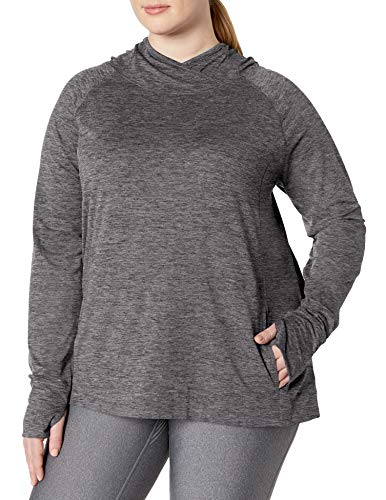 Amazon Essentials Plus Size Brushed Tech Stretch Popover Hood Fashion-Hoodies, Dark Grey Space Dye, 3X
