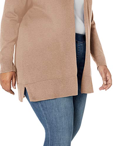 Amazon Essentials Plus Size Lightweight Open-Front Cardigan Sweater Sweaters, Marrón Claro Jaspeado, 3X