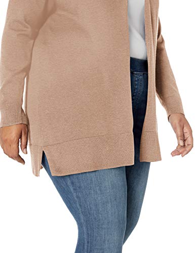 Amazon Essentials Plus Size Lightweight Open-Front Cardigan Sweater Sweaters, Marrón Claro Jaspeado, 3X