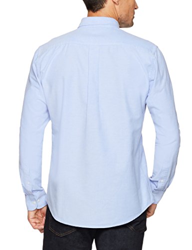 Amazon Essentials Regular-Fit Long-Sleeve Solid Oxford Shirt Camisa, Azul (Blue), Large