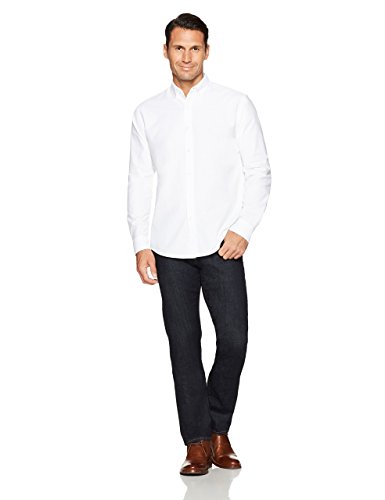Amazon Essentials Regular-Fit Long-Sleeve Solid Oxford Shirt Camisa, Blanco (White), Small