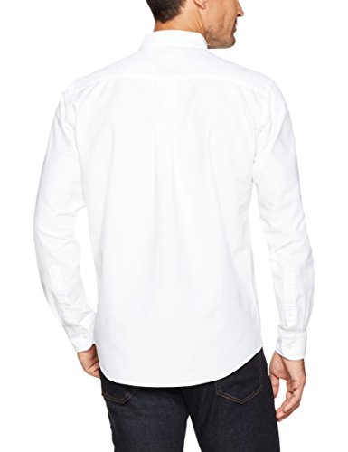 Amazon Essentials Regular-Fit Long-Sleeve Solid Oxford Shirt Camisa, Blanco (White), Small