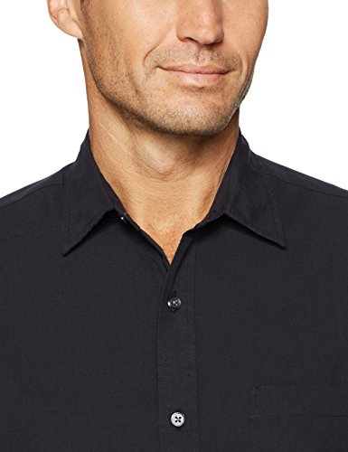 Amazon Essentials Regular-Fit Long-Sleeve Solid Shirt Camisa, Negro (Black), Small