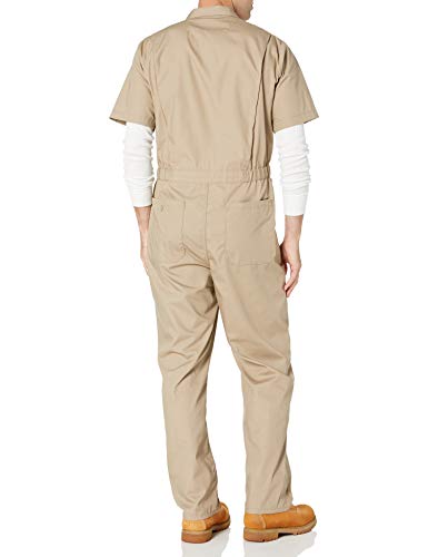 Amazon Essentials Stain & Wrinkle-Resistant Short-Sleeve Coverall Overalls-and-Coveralls-Workwear-Apparel, Caqui, Small-30 Inseam