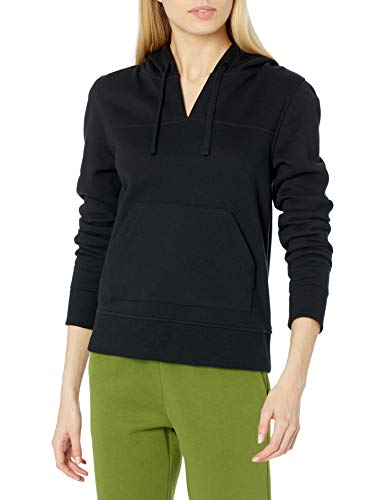 Amazon Essentials Sudadera con Capucha y Cuello en V Abierto de Manga Larga de Ajuste clásico Fashion-Hoodies, Negro, L