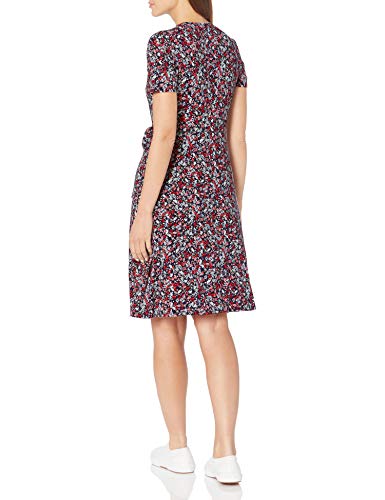 Amazon Essentials Vestido de Manga Falsa Dresses, Pequeño Azul Marino Multi Floral, M