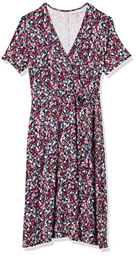 Amazon Essentials Vestido de Manga Falsa Dresses, Pequeño Azul Marino Multi Floral, M