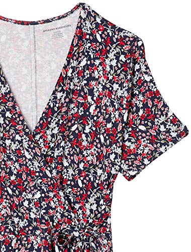 Amazon Essentials Vestido de Manga Falsa Dresses, Pequeño Azul Marino Multi Floral, M