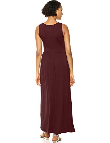 Amazon Essentials - Vestido maxi con cintura y sin mangas para mujer, Burgundy, US L (EU L)