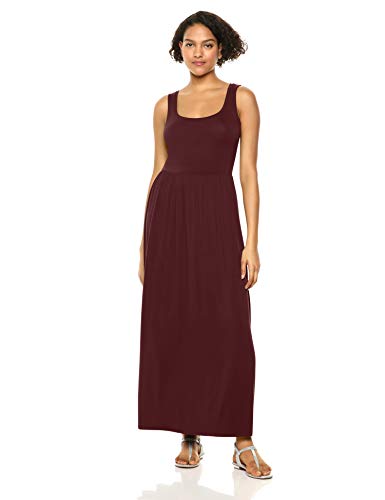 Amazon Essentials - Vestido maxi con cintura y sin mangas para mujer, Burgundy, US L (EU L)