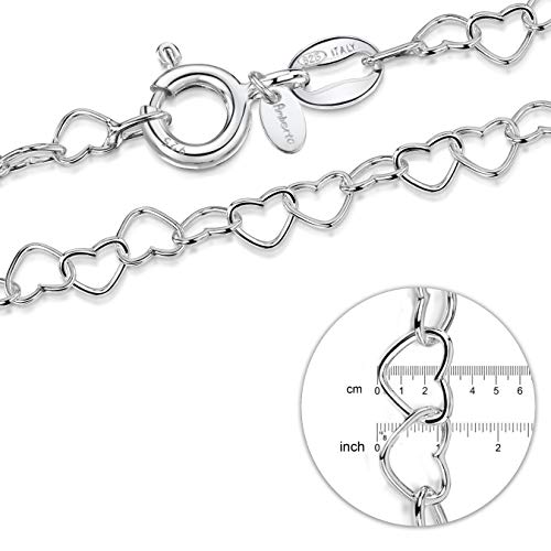 Amberta Cadena Corazón en Plata de Ley 925 para Mujer 3 mm: 60 cm