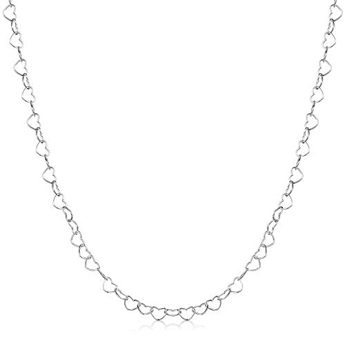 Amberta Cadena Corazón en Plata de Ley 925 para Mujer 3 mm: 60 cm