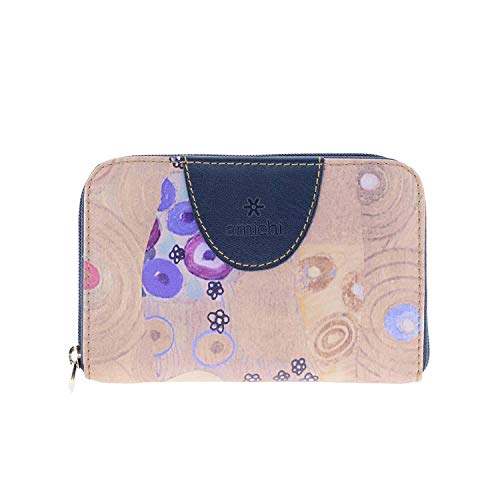 Amichi Monedero Colección Klimt en Lona y Piel Talla: U Color: AZUL