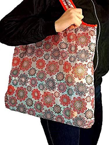 Amichi Pack 4 Bolsas de compra Reutilizable, Saco de la compra ,Bolsa de la compra, supermercado ecológica, Plegable, de tela