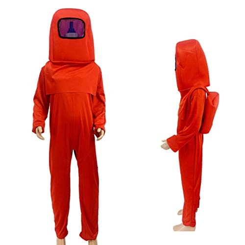Among Us de Carnaval Disfraz,Chico/Chica para Manga Larga con Capucha ,Usado para Carnival Fiesta Navidad Festival Cospaly,Con Sombreros+Mono+Bolso,Regalo de Cumpleaños para Chico/Chica (Red, L)