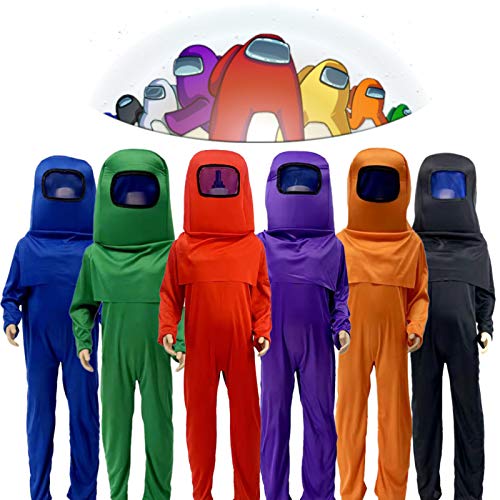 Among Us de Carnaval Disfraz,Chico/Chica para Manga Larga con Capucha ,Usado para Carnival Fiesta Navidad Festival Cospaly,Con Sombreros+Mono+Bolso,Regalo de Cumpleaños para Chico/Chica (Red, L)