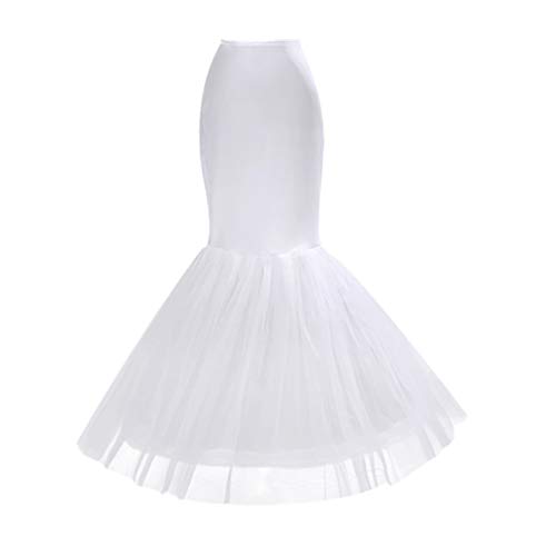 Amosfun Sirena Cola de pez Enagua Deslizamiento hasta el Suelo underkirt Crinolina para Novia Mujer Vestido de Novia Blanco