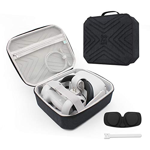 AMVR Bolsa de viaje pequeña y portátil para Oculus Quest 2 para guardar auriculares de juego de realidad virtual y accesorios de bolsa de transporte para controlador táctil (272212 cm), color gris