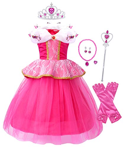 AmzBarley Disfraz Princesa Vestido Niña Disfraces Traje Bella Durmiente Fiesta Cumpleaños Regalo Halloween Carnaval Nniños Muchachas Cosplay