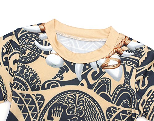 AmzBarley Moana Maui Traje de Baño Bañador Niño Disfraz Fiesta 3 Piezas Conjunto de Camisetas Manga Corto,Niño Pantalones Cortos/Shorts y Gorro Nadador Natación de Niño Marrón Claro,2-3 Años