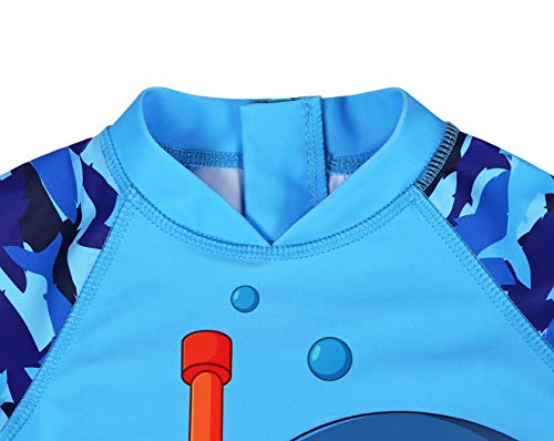 AmzBarley Una Piezas Traje de Baño Bañador Niño Tiburón Ropa de Natacion Guardia de Erupción Chicos Muchachos 50+ UPF UV Solar Protección Verano Playa Ropa Deportes Acuáticos,Azul 301/5-6 Años