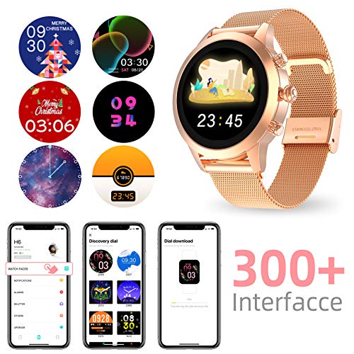 Aney Well Smartwatch Mujer, Reloj Inteligente IP68 impermeable, Monitor de Sueño y Caloría Pulsómetro, Notificaciones Inteligentes, Reloj Deportivo Mujer para Android iOS