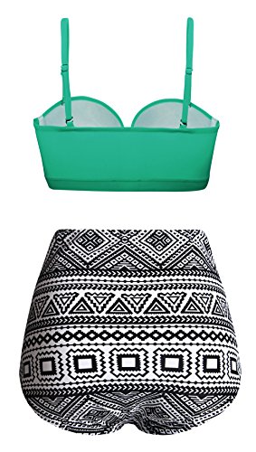 Angerella Mujer Vintage Geométrica de Impresión Inferior Talle Alto de los Bañadores del Bikini