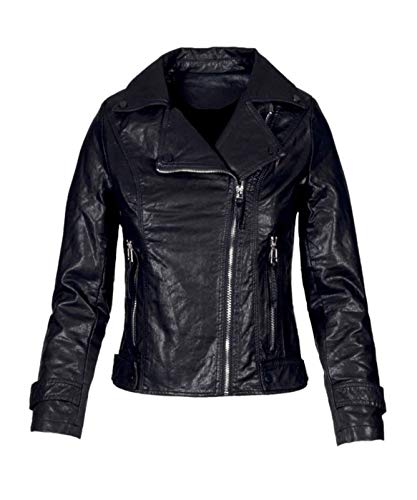 Anonyme Design - Chaqueta de Piel Estilo Motero Negro XL