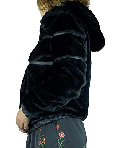 ANONYME designers Bomber Pelo con Capucha Negro L