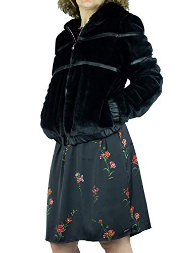 ANONYME designers Bomber Pelo con Capucha Negro L