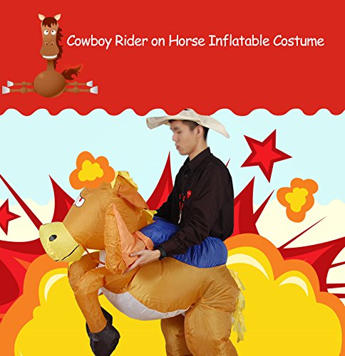 Anself - Disfraces Inflable De Jinete Vaquero A Caballo Traje De Cosplay Fiesta,para Adulto 1.65m-1.8m