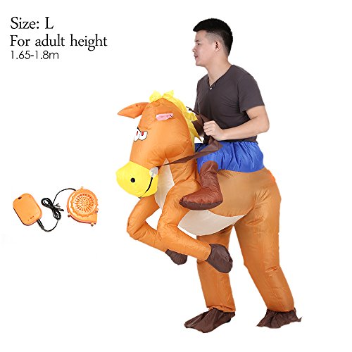 Anself - Disfraces Inflable De Jinete Vaquero A Caballo Traje De Cosplay Fiesta,para Adulto 1.65m-1.8m