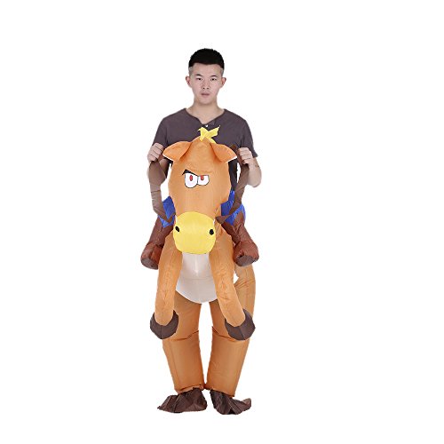 Anself - Disfraces Inflable De Jinete Vaquero A Caballo Traje De Cosplay Fiesta,para Adulto 1.65m-1.8m