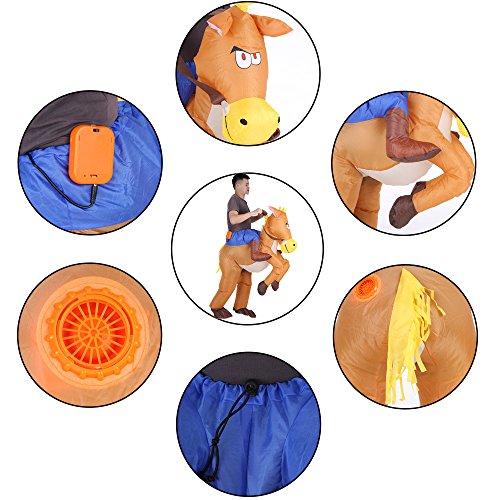 Anself - Disfraces Inflable De Jinete Vaquero A Caballo Traje De Cosplay Fiesta,para Adulto 1.65m-1.8m