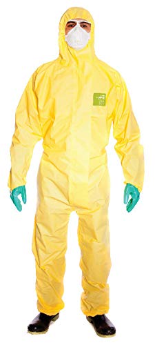Ansell AlphaTec 2300 PLUS Mono de Trabajo con Capucha, Traje para Químicos, Usos Industriales, Biológicos y Bricolaje, Amarillo, Tamaño XXL (1 Unidad)