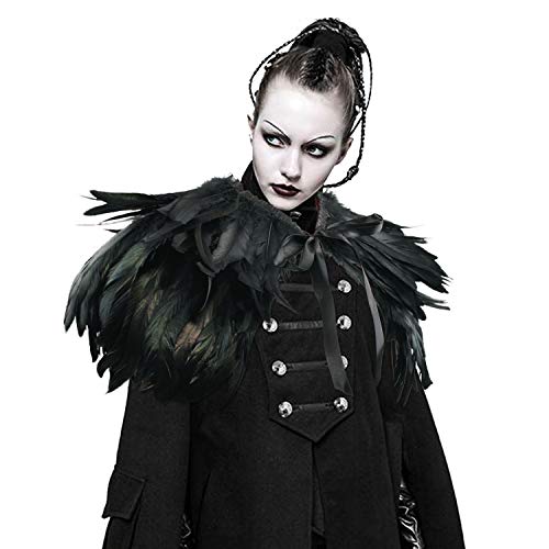 ANSUG Forme el mantón negro de la pluma, Gothic Natural Cape Wrap mano que cose los chales del collar del ahogador para la etapa del partido del vestido de cóctel