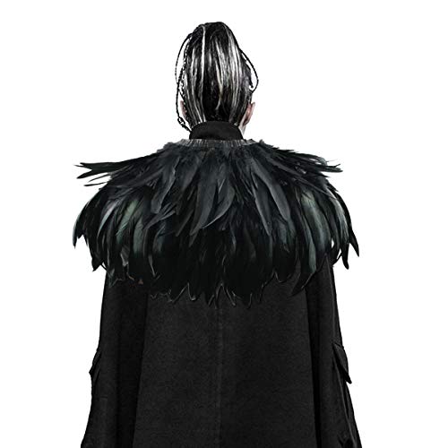 ANSUG Forme el mantón negro de la pluma, Gothic Natural Cape Wrap mano que cose los chales del collar del ahogador para la etapa del partido del vestido de cóctel