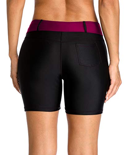 Anwell - Bañador para mujer, color negro morado XXL