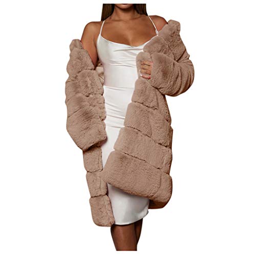 AOGOTO Abrigo de piel sintética de las mujeres de invierno cálido de manga larga acogedora difusa más el tamaño caliente chaqueta peluda larga Outwear parka