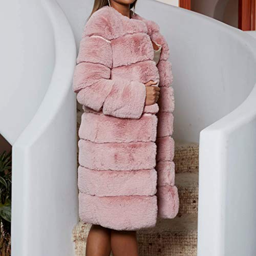 AOGOTO Abrigo de piel sintética para mujer, cálido, de manga larga, acogedor, peludo, tallas grandes, cálido, abrigado, parka